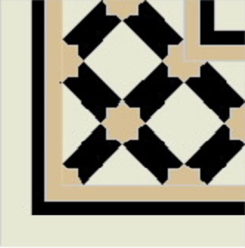 Mosaic House Moroccan tile Anemone Corner C1-3-4 Cream, white Black  cement, encaustic, field, pattern, star 